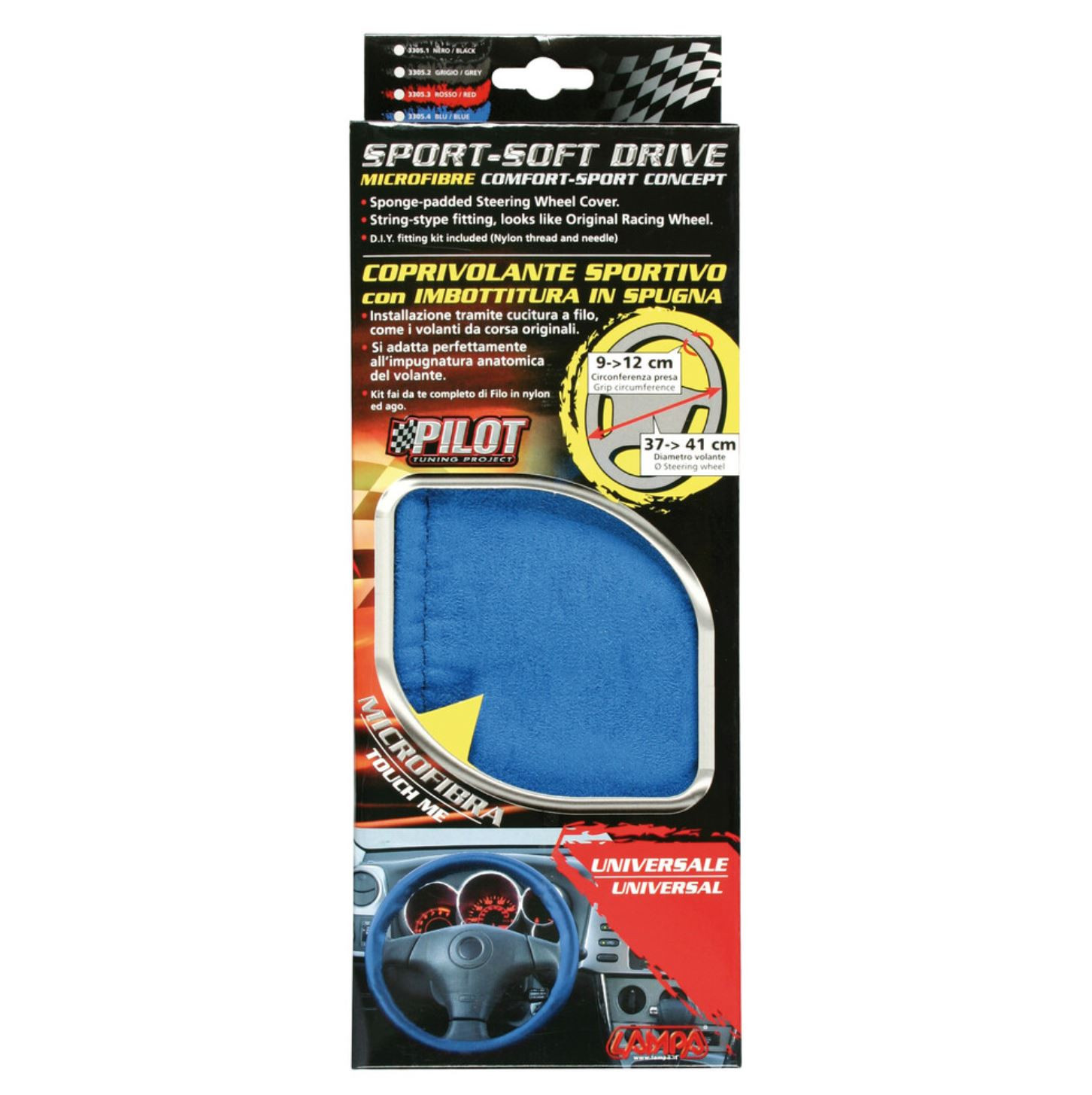 Sport Soft Drive, couvre-volant A Couture en microfibre 37/41 cm – Bleu