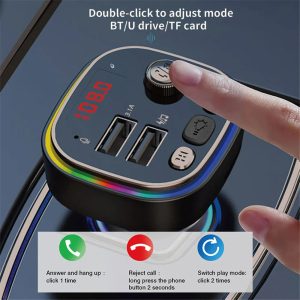 Transmetteur FM de voiture C20, allume-cigare Laguna pour touristes, chargeur rapide USB 5V 3.1A, lecteur audio Bluetooth avec lumières colorées, lecteur MP3