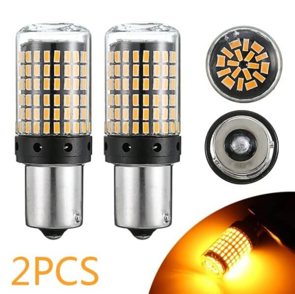 Super Bright Waterproof and Durable 12V Amber LED Turn Signal Bulbs, 2 Pieces