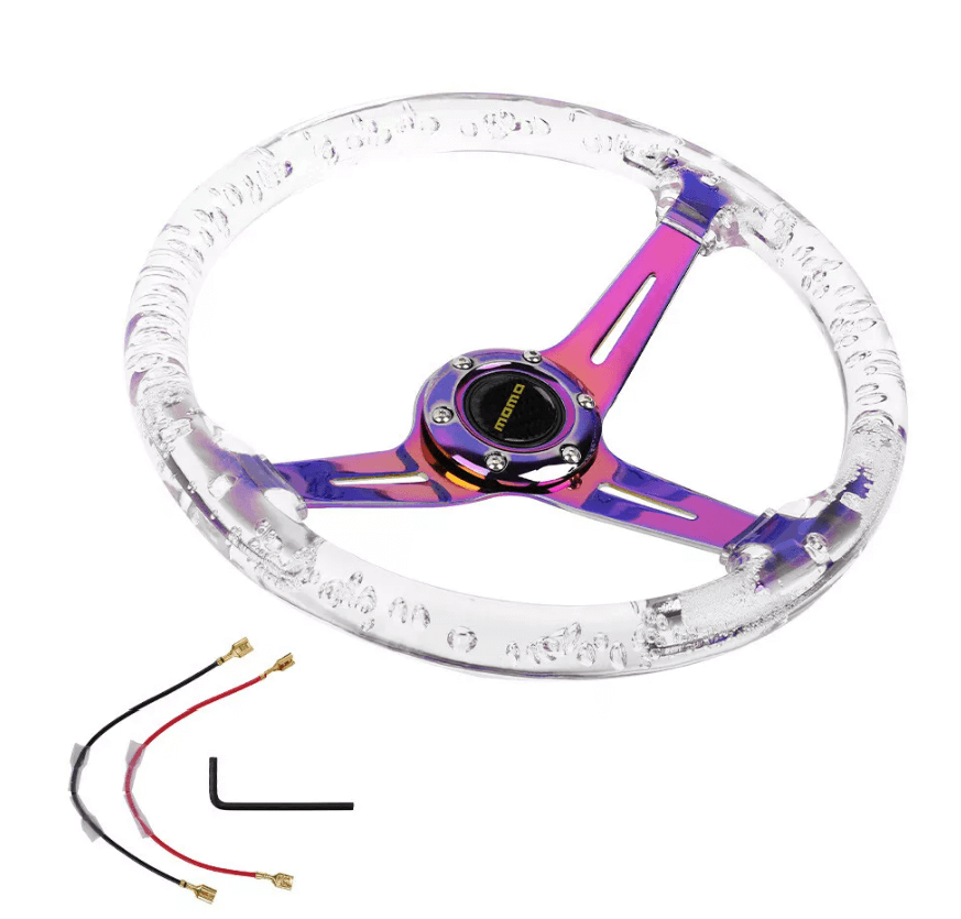 Volant Universel de Course Modifié en Acrylique Illuminé Neo/Bleu