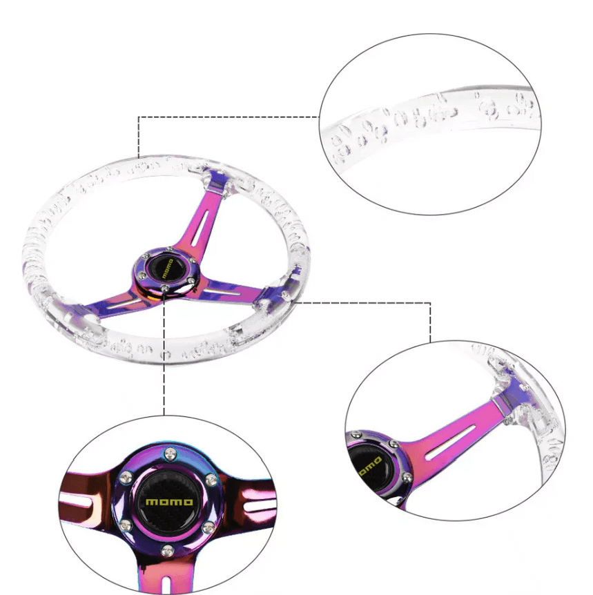 Volant Universel de Course Modifié en Acrylique Illuminé Neo/Bleu