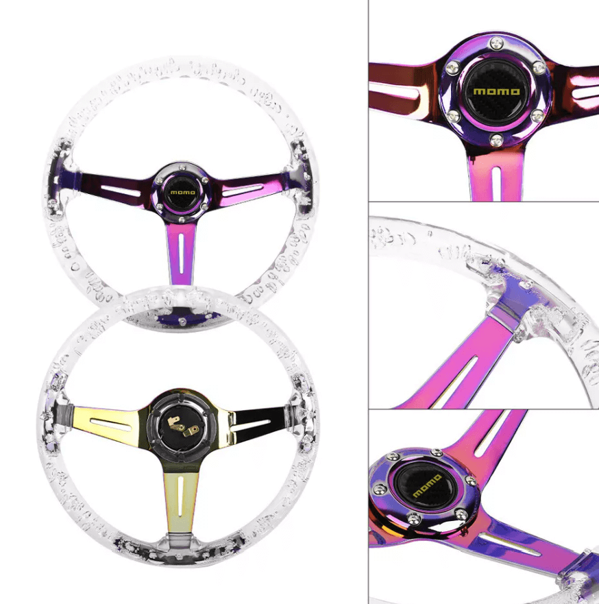 Volant Universel de Course Modifié en Acrylique Illuminé Neo/Bleu