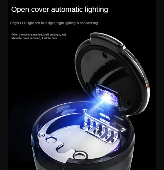 Cendrier automobile multifonctionnel à lumière LED en céramique