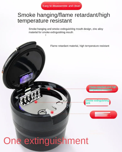 Cendrier automobile multifonctionnel à lumière LED en céramique