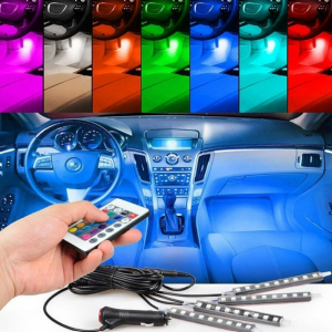 Kit d’éclairage intérieur LED pour voiture – 7 couleurs avec télécommande