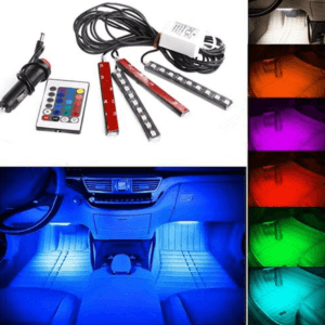 Kit d’éclairage intérieur LED pour voiture – 7 couleurs avec télécommande