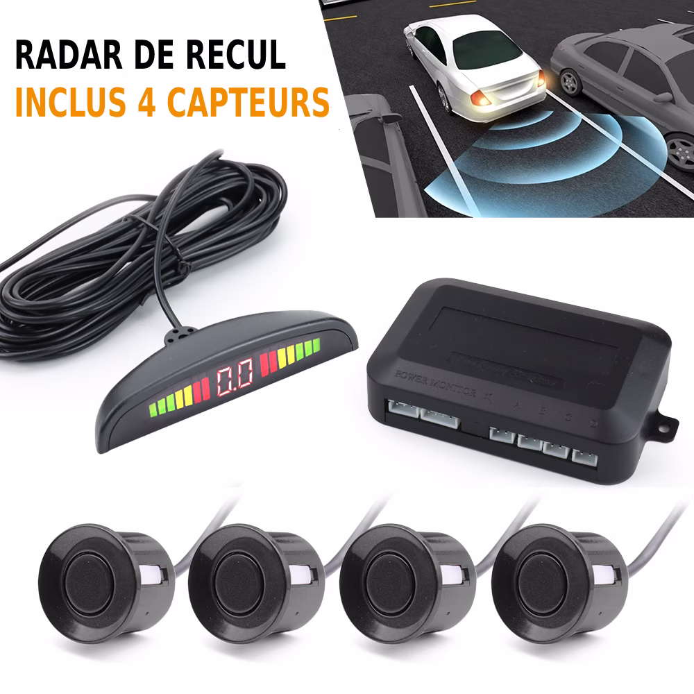 Radar de Recul avec Affichage LED et 4 Capteurs