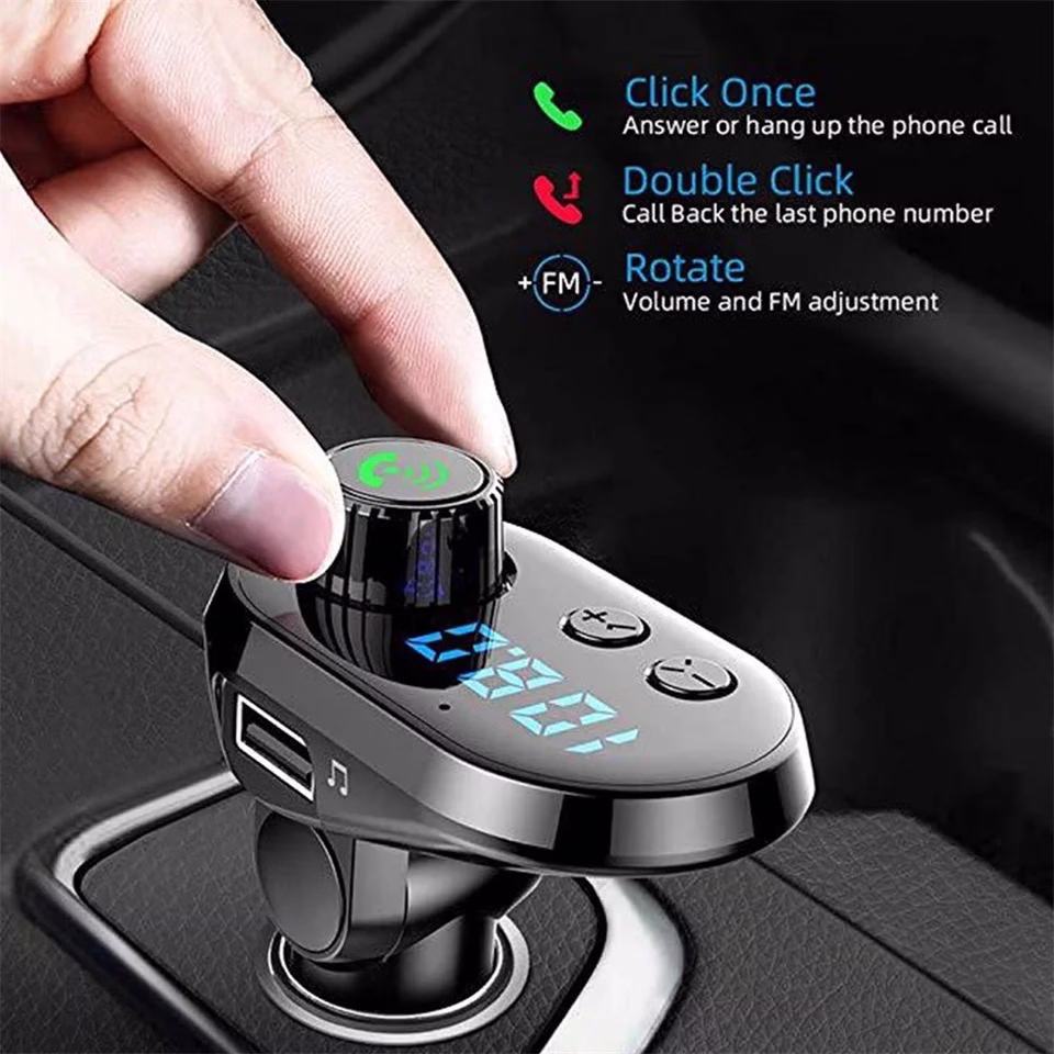 Q15 Car Handsfree Wireless Bluetooth 5.0 Kit FM Transmitter Car LCD Display MP3 Player USB Charger FM Modulator Car Accessories