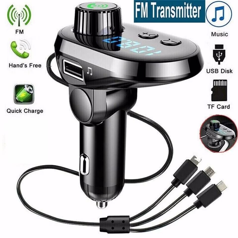 Q15 Car Handsfree Wireless Bluetooth 5.0 Kit FM Transmitter Car LCD Display MP3 Player USB Charger FM Modulator Car Accessories