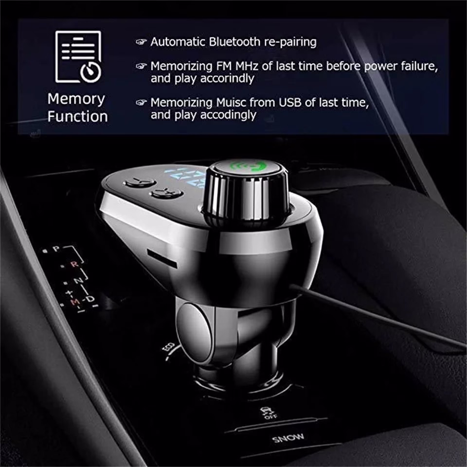 Q15 Car Handsfree Wireless Bluetooth 5.0 Kit FM Transmitter Car LCD Display MP3 Player USB Charger FM Modulator Car Accessories