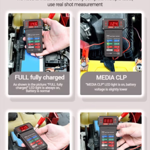 Testeur de Batterie 12V – Écran LED, Multifonction, Réparation Auto
