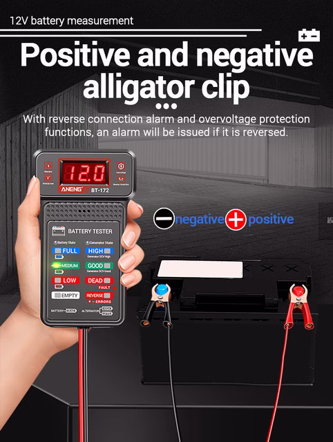 Testeur de Batterie 12V – Écran LED, Multifonction, Réparation Auto
