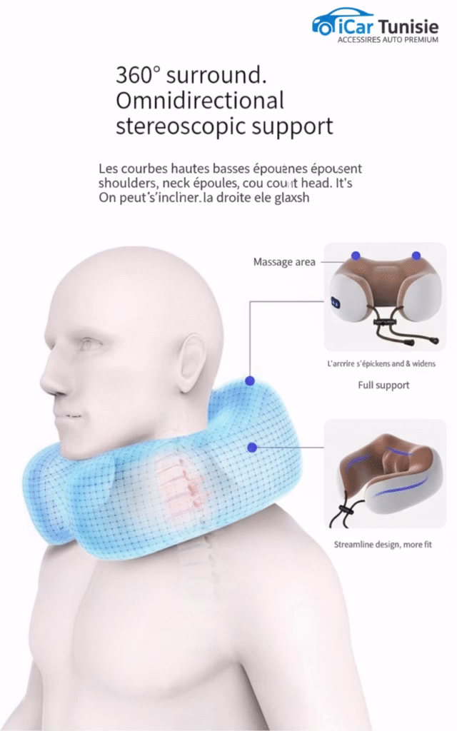 Coussin de Massage Cervical Électrique USB – Forme U