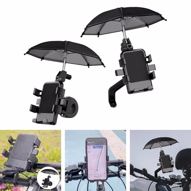 support  de telephone pour velo avec mini parapluie