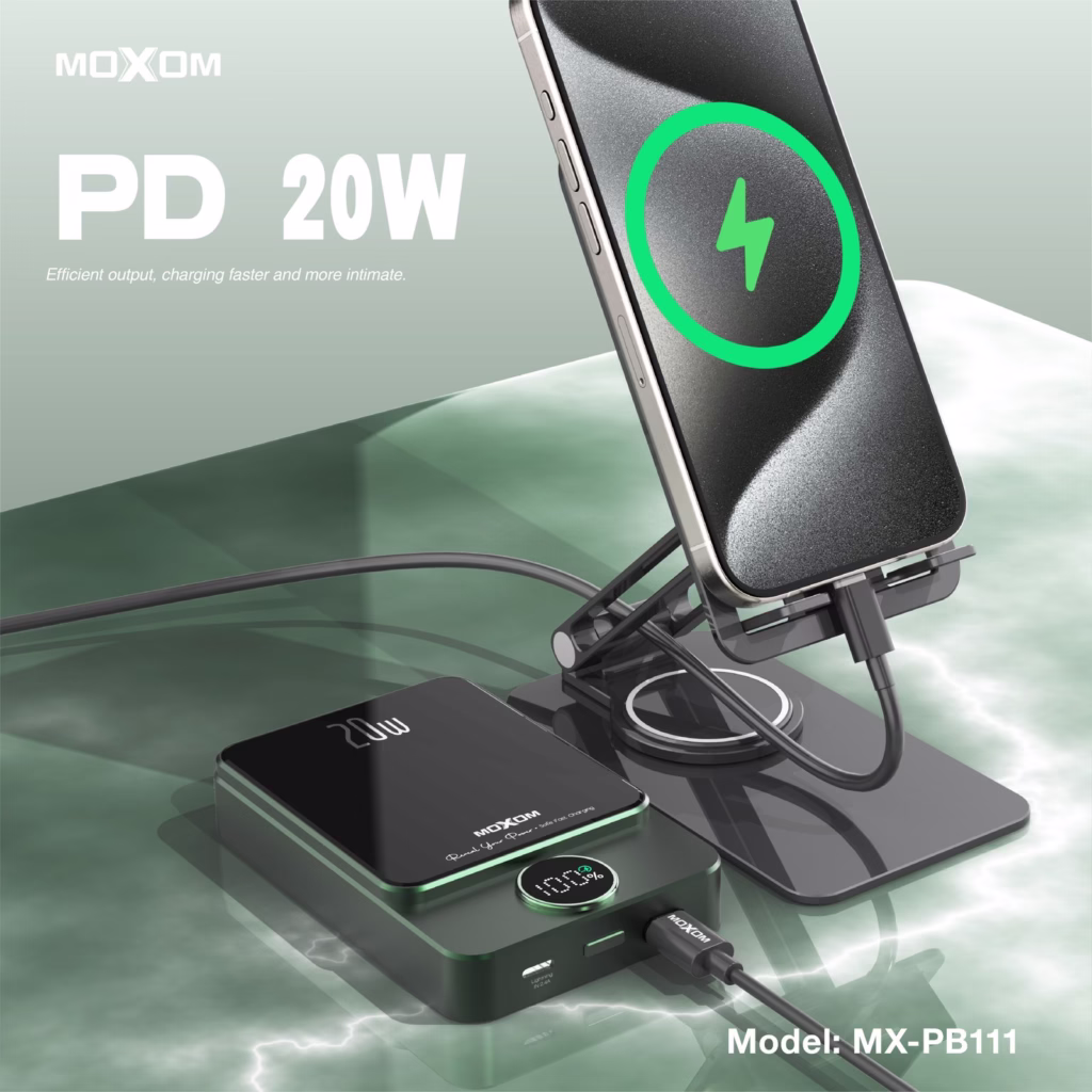 Power bank de 10,000mAh Sans fil magnétique 15W + Type-C PD 20W + USB-A