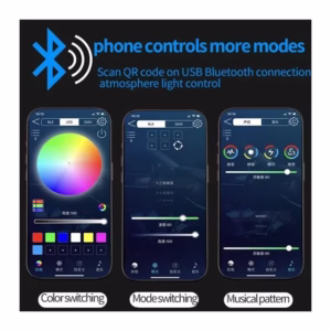 Lumière intérieure de voiture LED RVB avec Télécommande 110cm